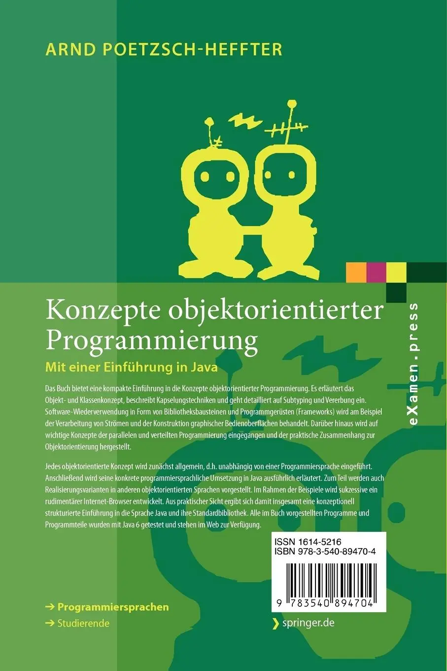 Rückseite: 9783540894704 | Konzepte objektorientierter Programmierung | Arnd Poetzsch-Heffter