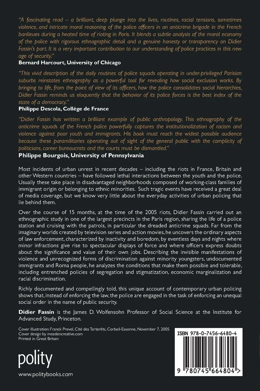 Rückseite: 9780745664804 | Enforcing Order | An Ethnography of Urban Policing | Didier Fassin
