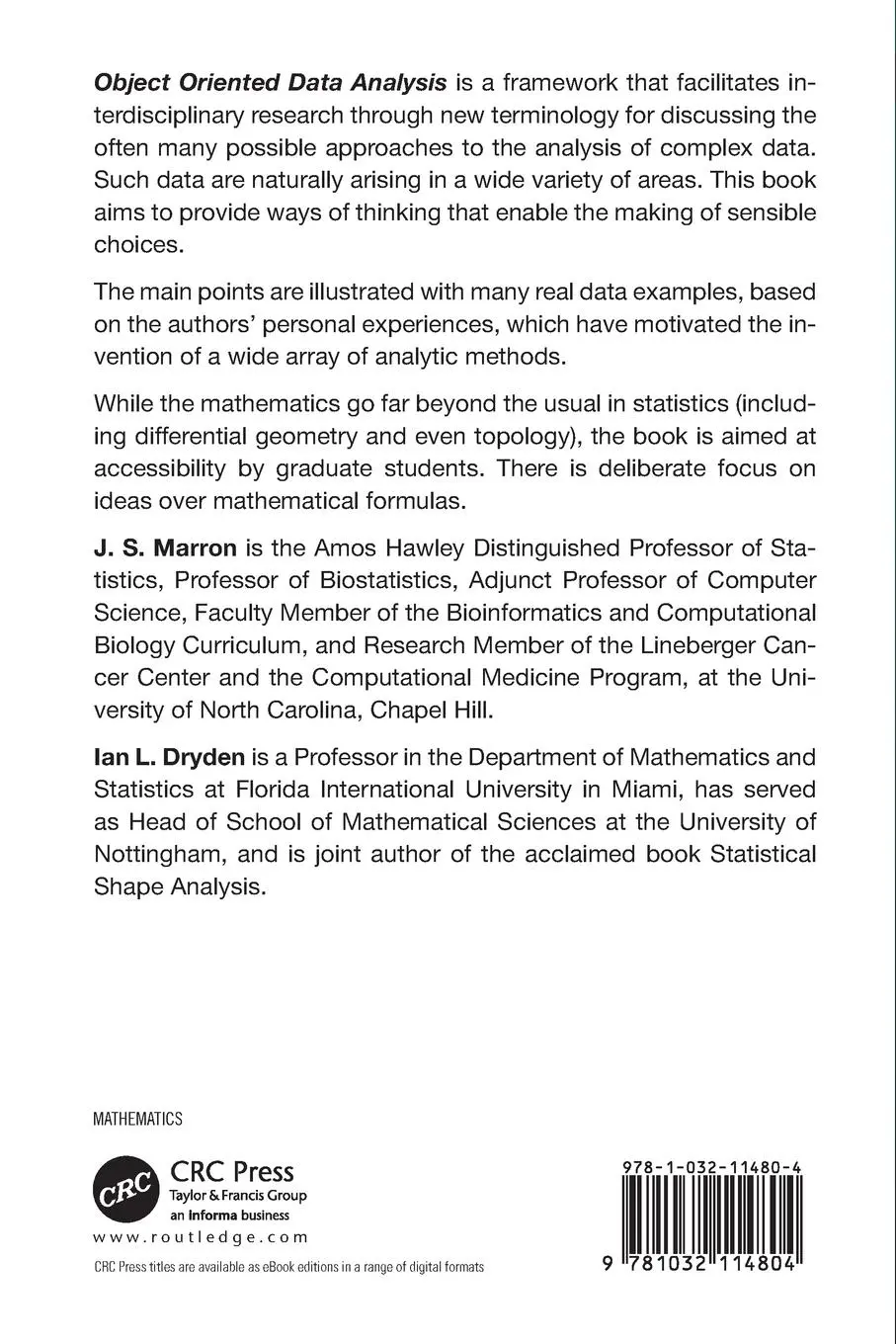 Rückseite: 9781032114804 | Object Oriented Data Analysis | J. S. Marron (u. a.) | Taschenbuch