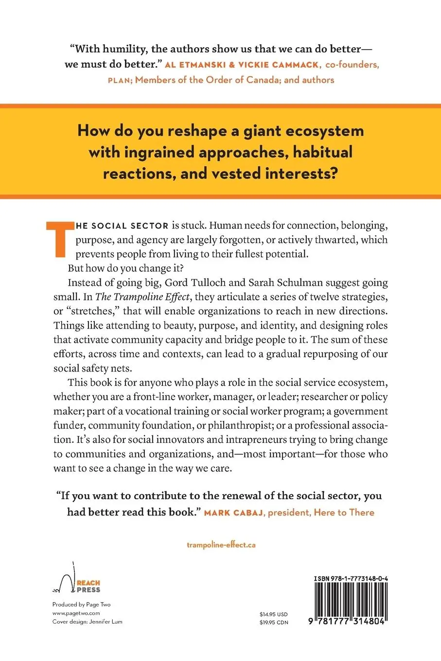 Rückseite: 9781777314804 | The Trampoline Effect | Redesigning our Social Safety Nets | Buch