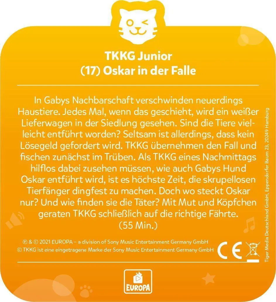 Bild: 4260535484904 | tigercard - TKKG Junior - 17: Oskar in der Falle | Deutsch | 2021