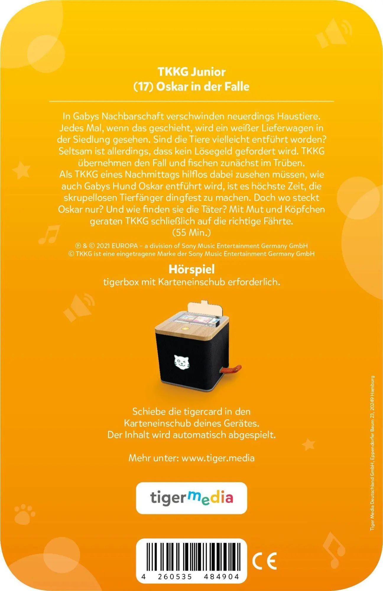 Bild: 4260535484904 | tigercard - TKKG Junior - 17: Oskar in der Falle | Deutsch | 2021