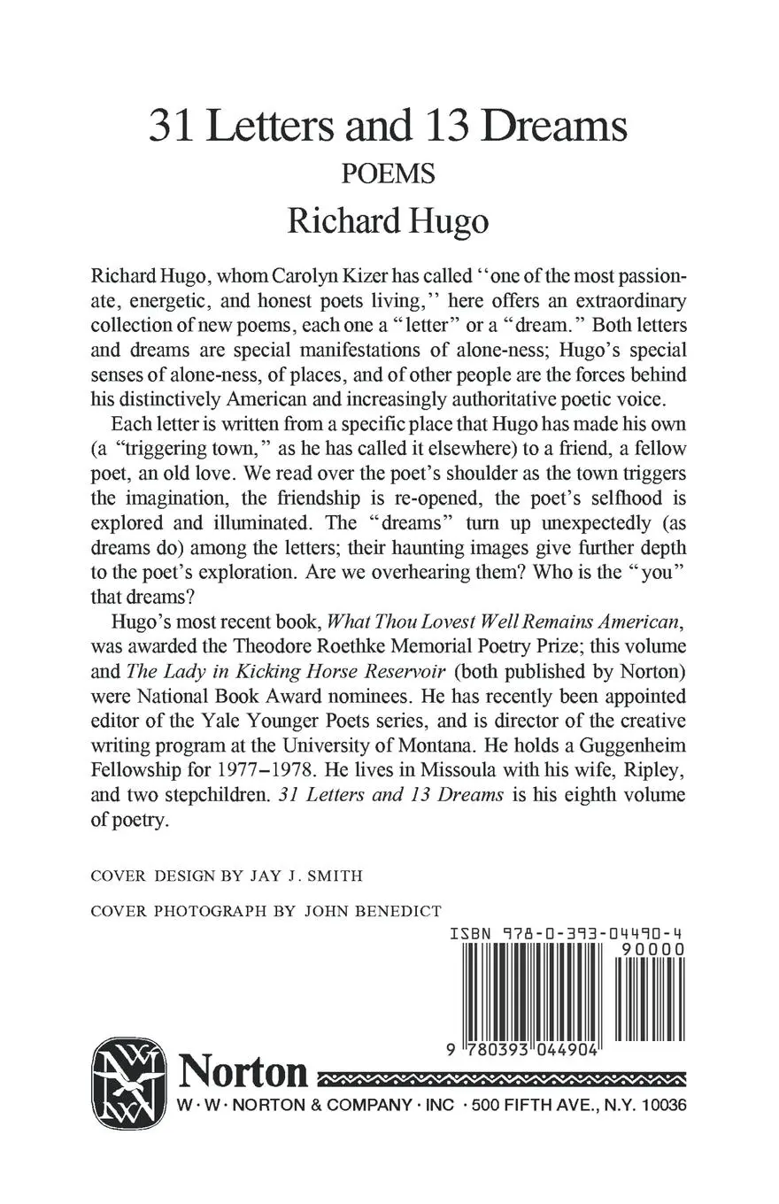 Rückseite: 9780393044904 | 31 Letters and 13 Dreams | Poems | Richard Hugo | Taschenbuch | 1977