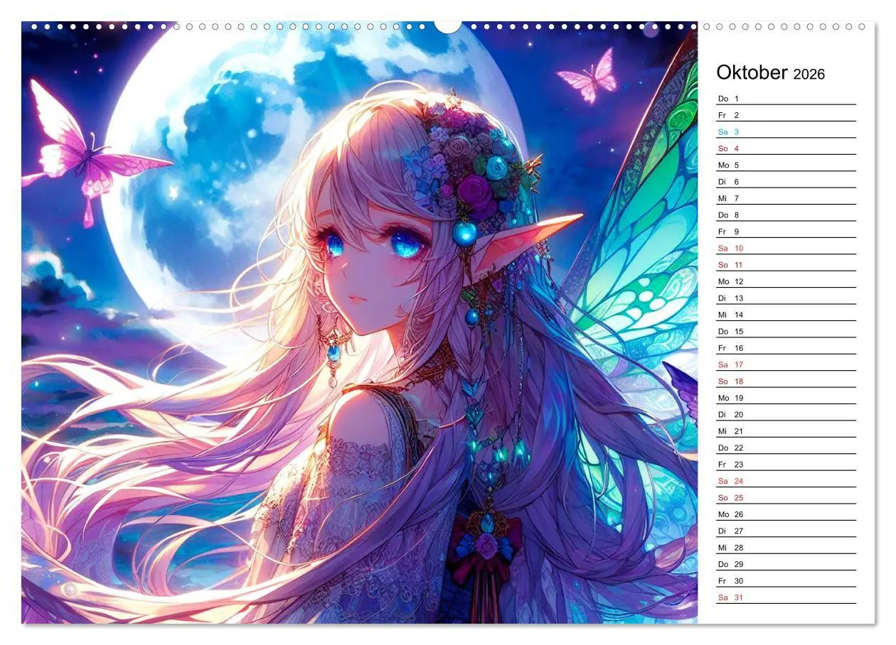 Bild: 9783457404904 | Bezaubernde Manga Elfen (Wandkalender 2026 DIN A2 quer), CALVENDO...