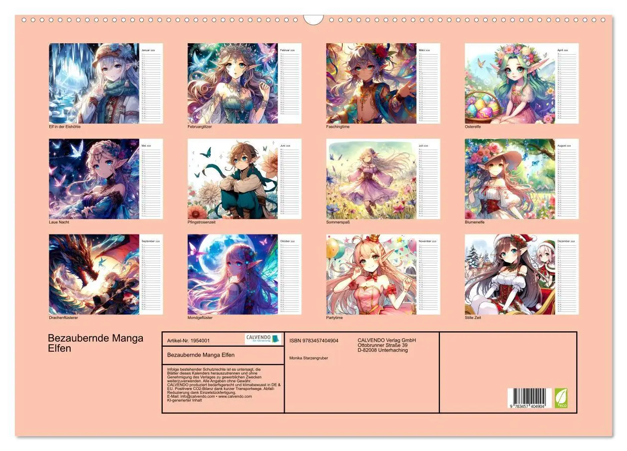 Bild: 9783457404904 | Bezaubernde Manga Elfen (Wandkalender 2026 DIN A2 quer), CALVENDO...