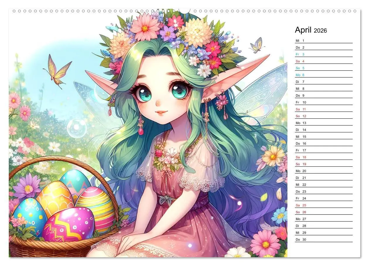 Bild: 9783457404904 | Bezaubernde Manga Elfen (Wandkalender 2026 DIN A2 quer), CALVENDO...