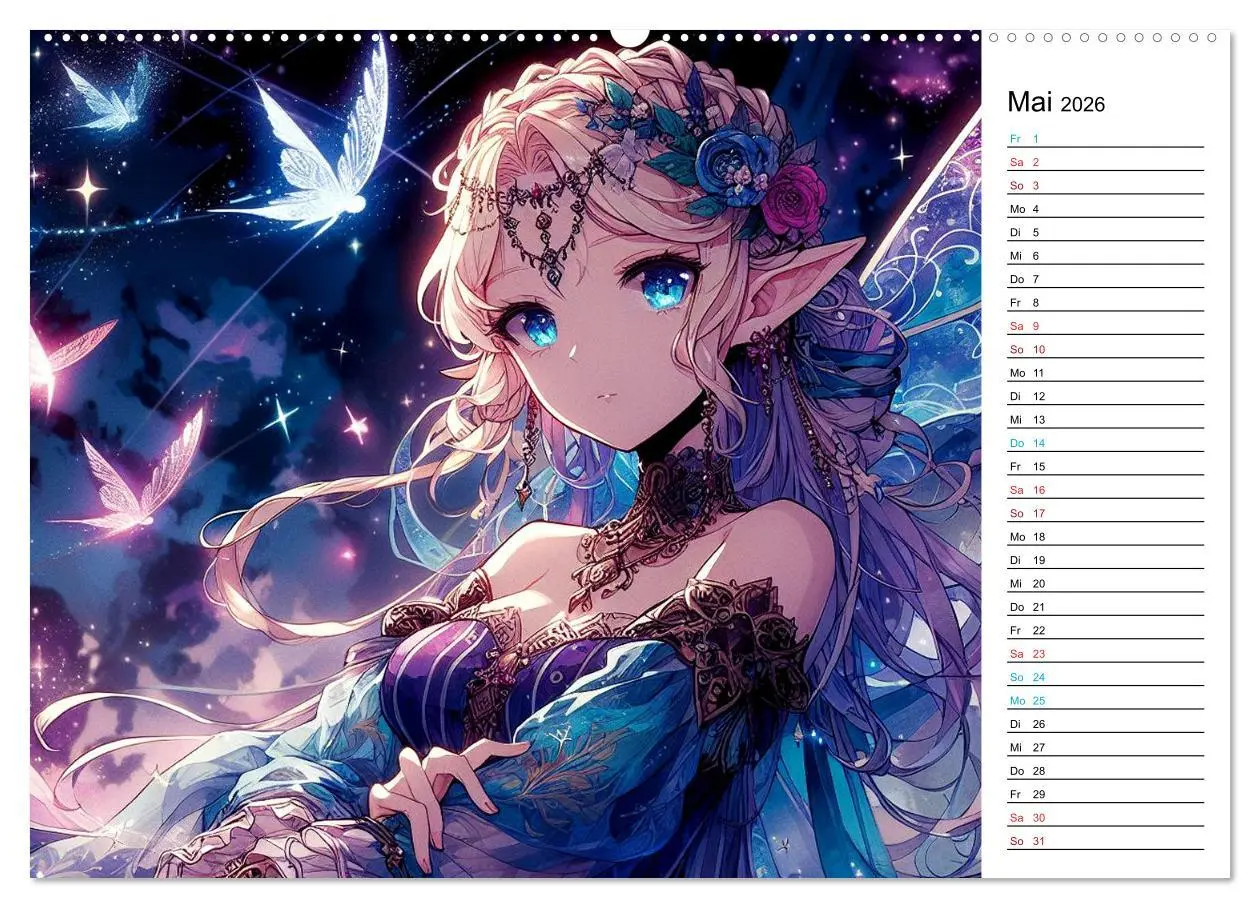 Bild: 9783457404904 | Bezaubernde Manga Elfen (Wandkalender 2026 DIN A2 quer), CALVENDO...