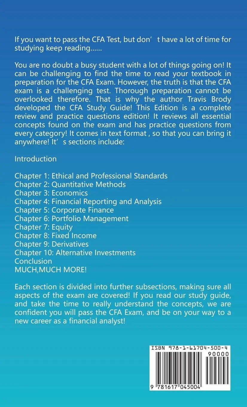 Rückseite: 9781617045004 | CFA Exam Study Guide! Level 1 - Best Test Prep Book to Help You...