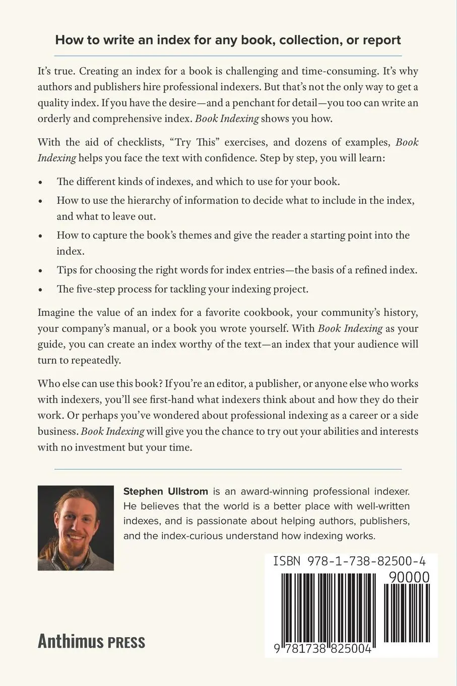 Rückseite: 9781738825004 | Book Indexing | A Step-by-Step Guide | Stephen Ullstrom | Taschenbuch