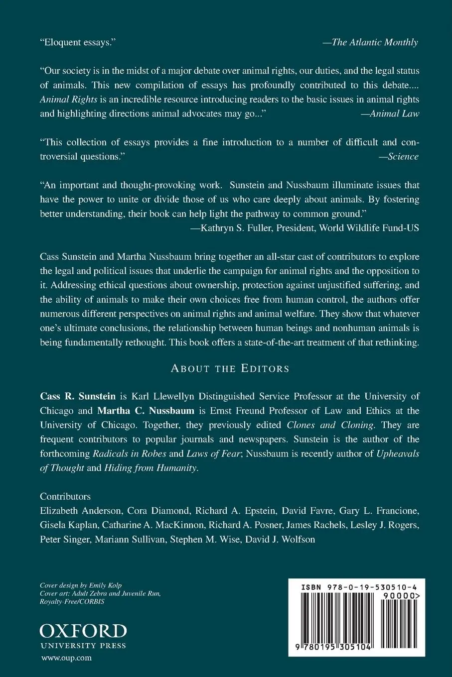 Rückseite: 9780195305104 | Animal Rights | Current Debates and New Directions | Sunstein (u. a.)
