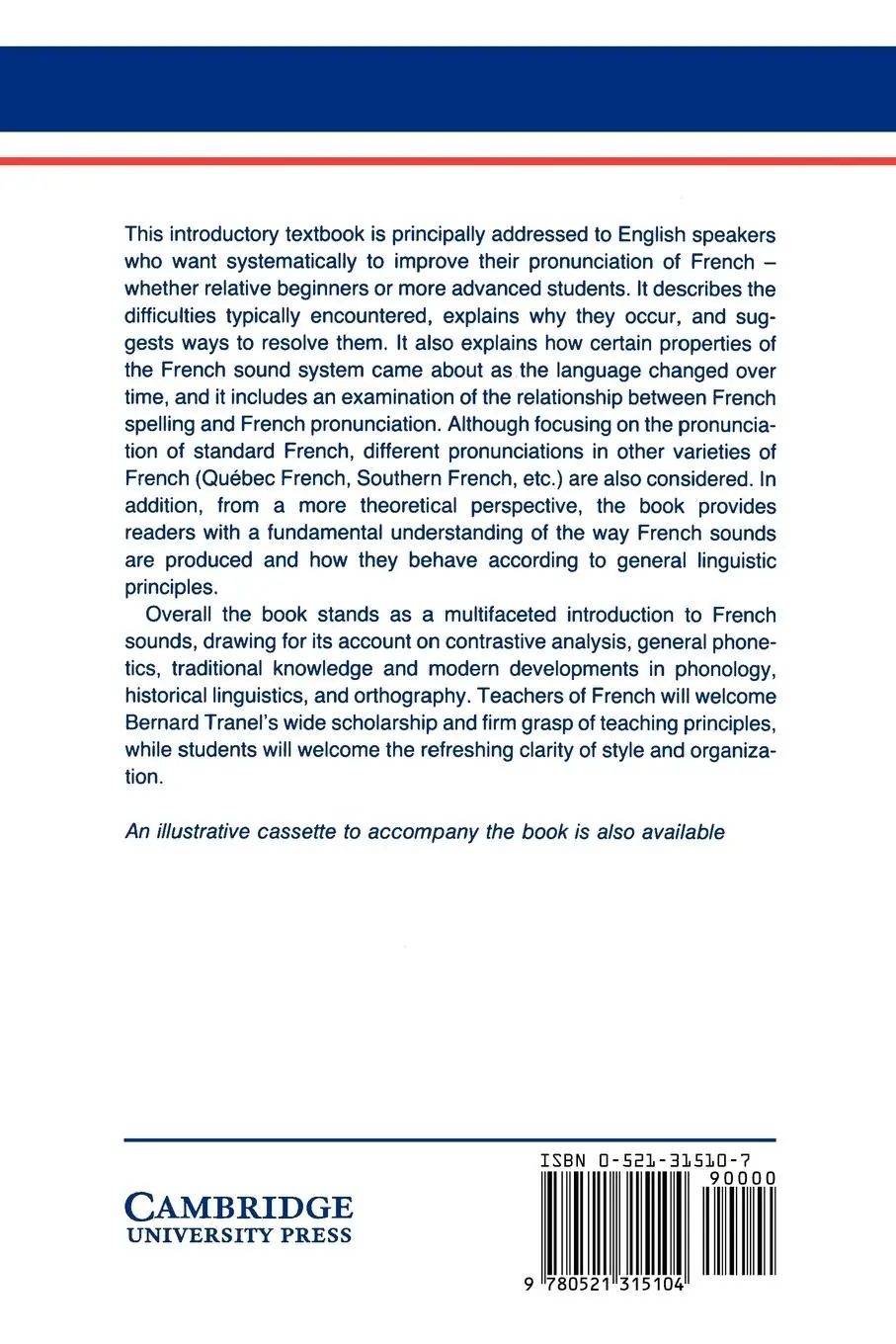 Rückseite: 9780521315104 | The Sounds of French | An Introduction | Bernard Tranel (u. a.) | Buch