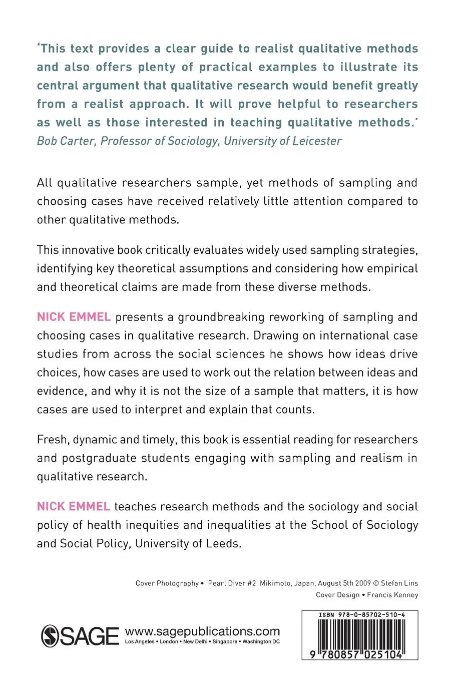 Rückseite: 9780857025104 | Sampling and Choosing Cases in Qualitative Research | Nick Emmel
