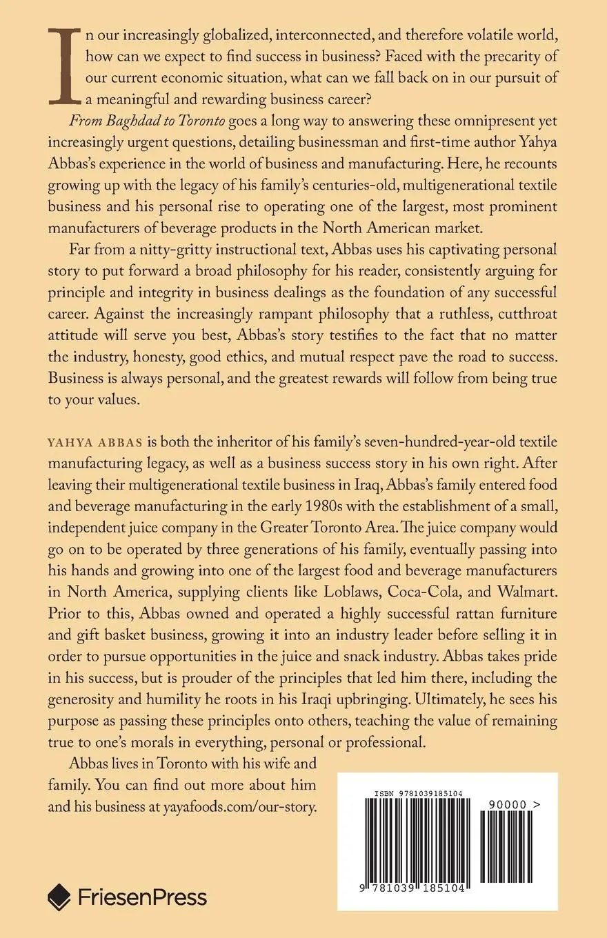 Rückseite: 9781039185104 | From Baghdad to Toronto | A Journey of Values | Yahya Abbas | Buch