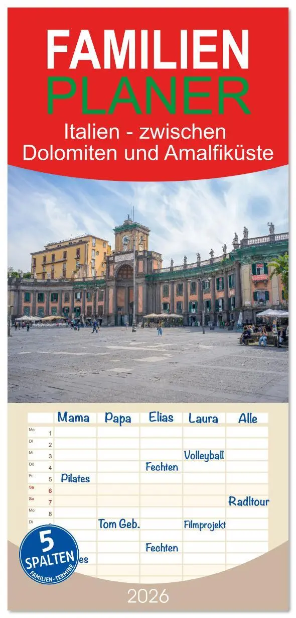 Cover: 9783516615104 | Familienplaner 2026 - Italien - zwischen Dolomiten und Amalfiküste...
