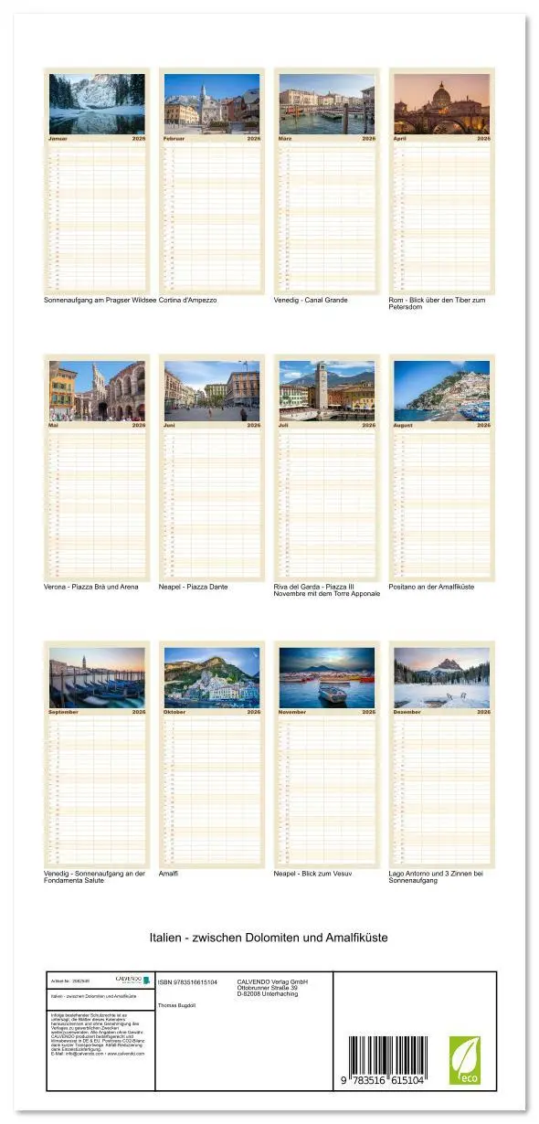 Bild: 9783516615104 | Familienplaner 2026 - Italien - zwischen Dolomiten und Amalfiküste...