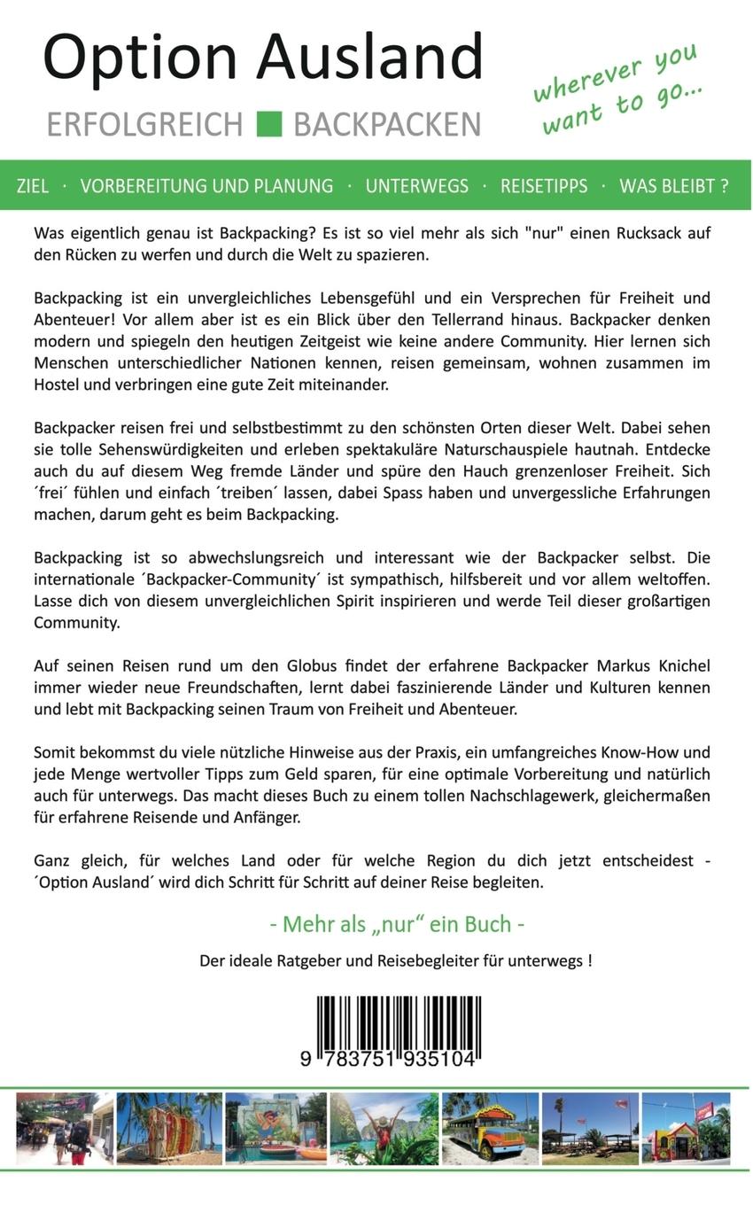 Rückseite: 9783751935104 | Option Ausland Erfolgreich Backpacken | Markus Dillenburg (u. a.)