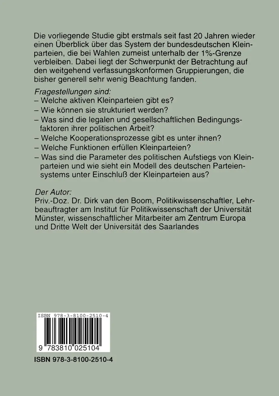 Rückseite: 9783810025104 | Politik diesseits der Macht? | Dirk Van Den Boom | Taschenbuch | 1999