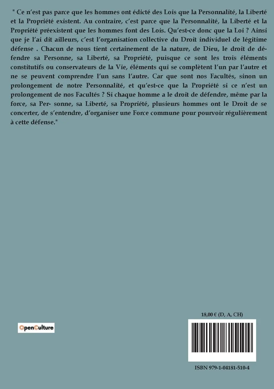 Rückseite: 9791041815104 | La loi | Fréderic Bastiat | Taschenbuch | Paperback | Französisch