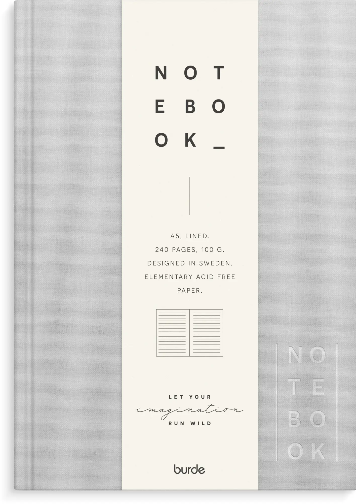 Burde Notizbuch Textil hellgrau liniert A5