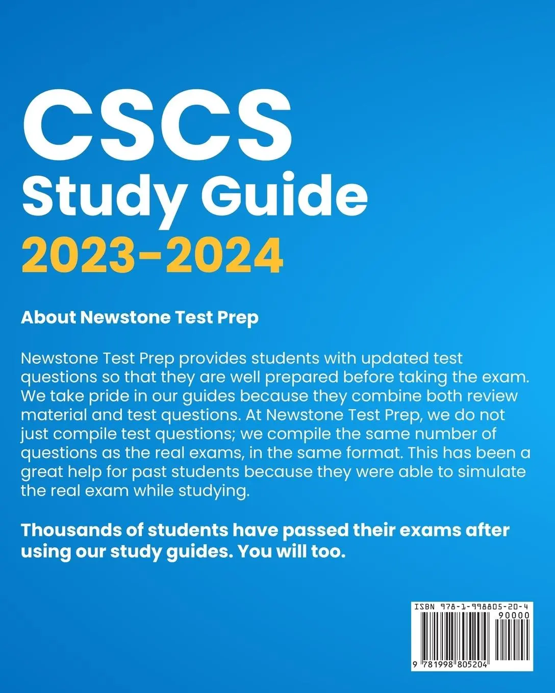 Rückseite: 9781998805204 | CSCS Study Guide 2023-2024 | Newstone Test Prep | Taschenbuch | 2023