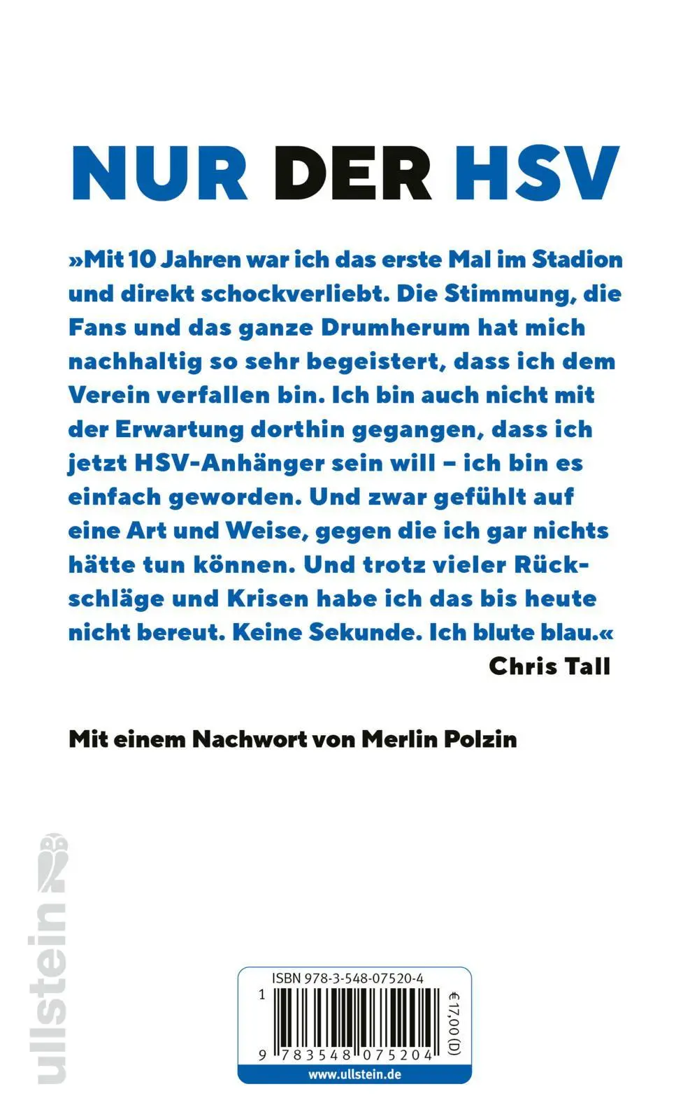 Rückseite: 9783548075204 | Hamburger SV | Eine Liebeserklärung | Chris Tall | Buch | 144 S.