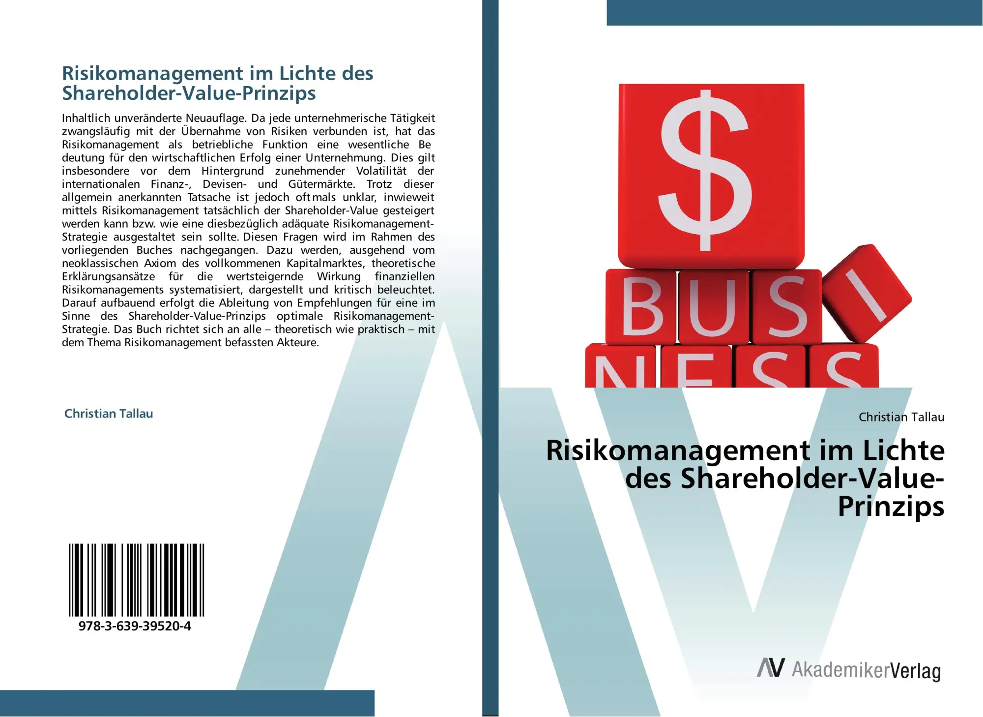 Cover: 9783639395204 | Risikomanagement im Lichte des Shareholder-Value-Prinzips | Tallau