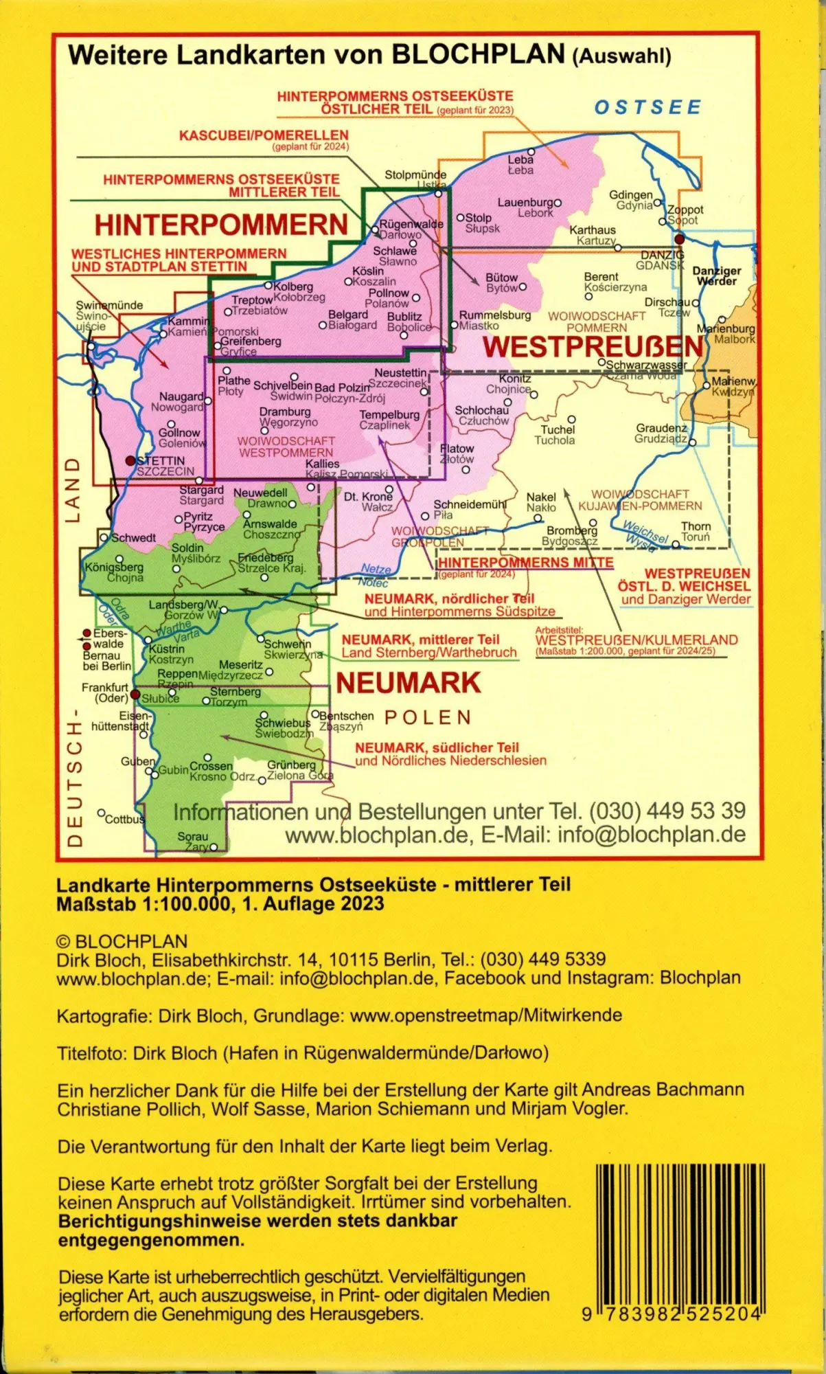 Bild: 9783982525204 | Landkarte Hinterpommerns Ostseeküste - mittlerer Teil | Dirk Bloch