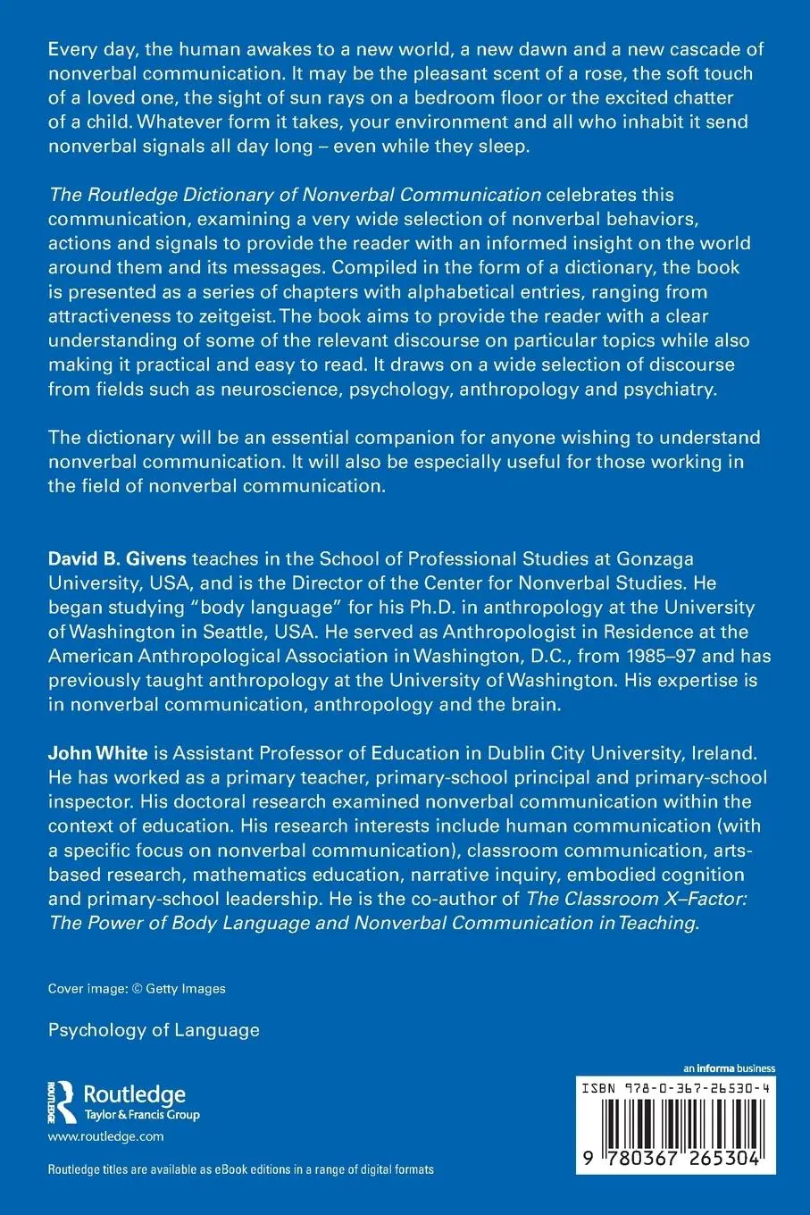 Rückseite: 9780367265304 | The Routledge Dictionary of Nonverbal Communication | Givens (u. a.)