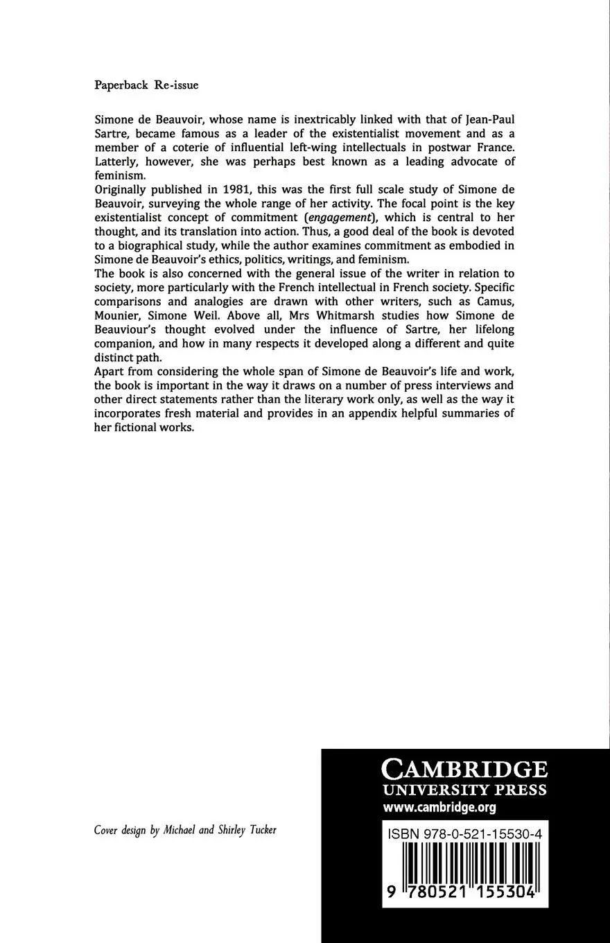 Rückseite: 9780521155304 | Simone de Beauvoir and the Limits of Commitment | Anne Whitmarsh