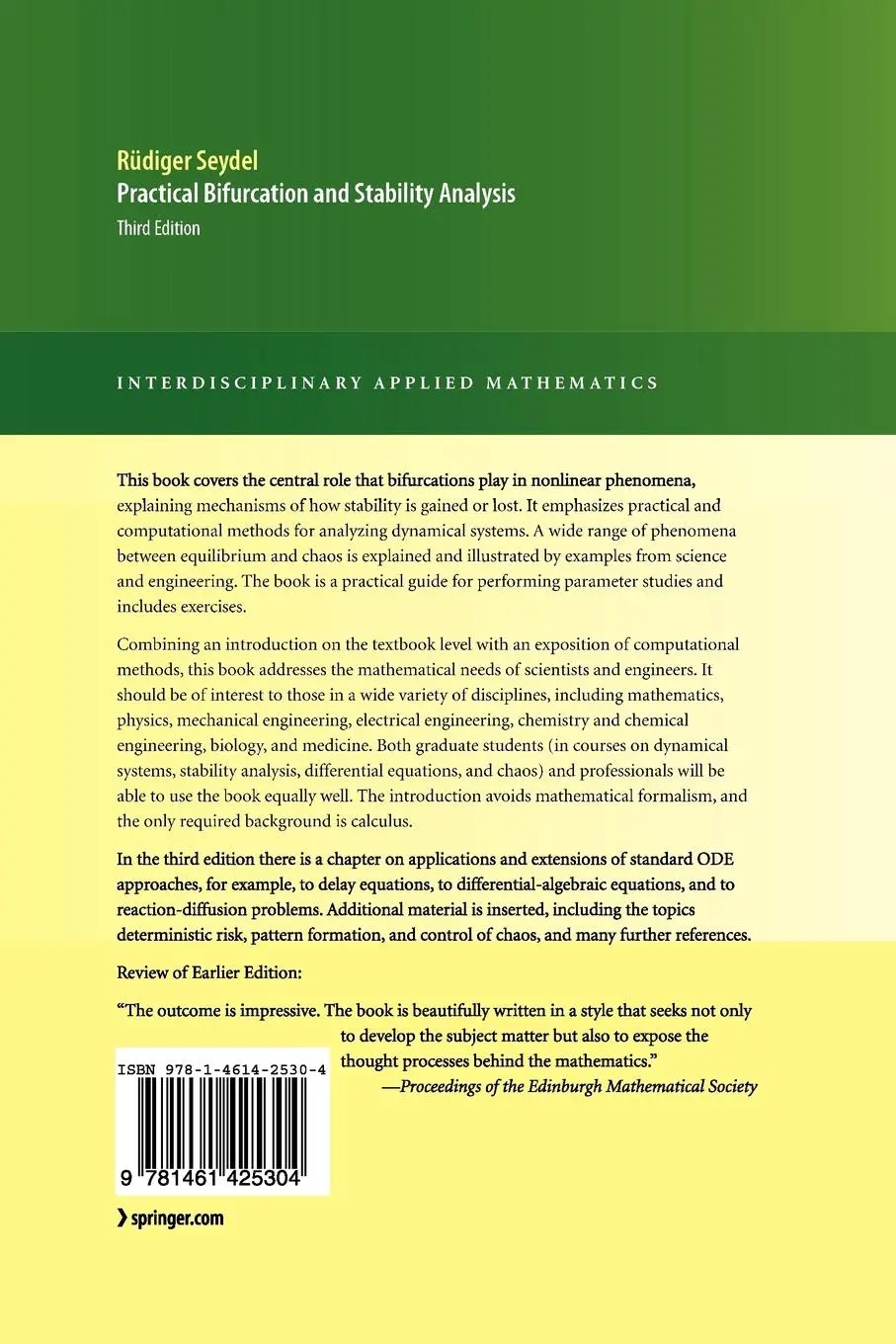 Rückseite: 9781461425304 | Practical Bifurcation and Stability Analysis | Rüdiger U. Seydel | xv