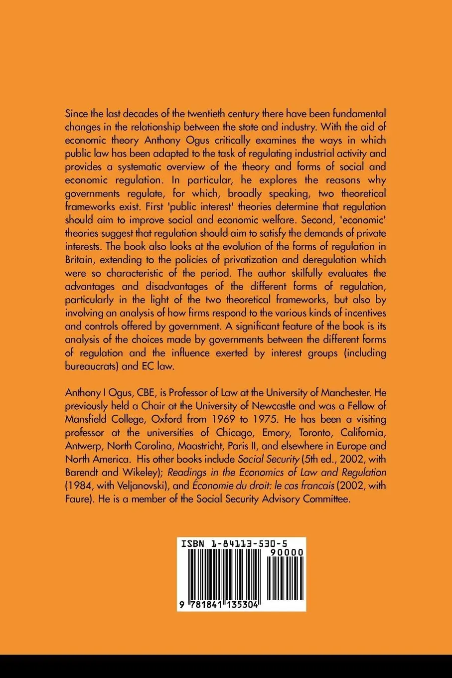 Rückseite: 9781841135304 | Regulation | Legal Form and Economic Theory | Anthony I. Ogus | Buch