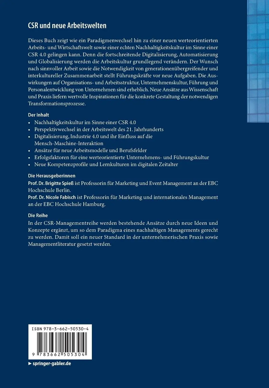 Rückseite: 9783662505304 | CSR und neue Arbeitswelten | Nicole Fabisch (u. a.) | Taschenbuch