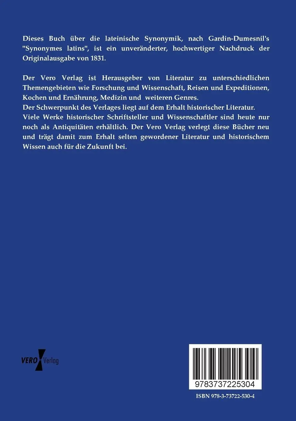 Rückseite: 9783737225304 | Lateinische Synonymik | Erster Band | Ludwig Ramshorn | Taschenbuch