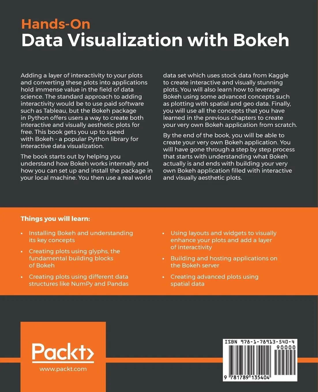 Rückseite: 9781789135404 | Hands-on Data Visualization with Bokeh | Kevin Jolly | Taschenbuch