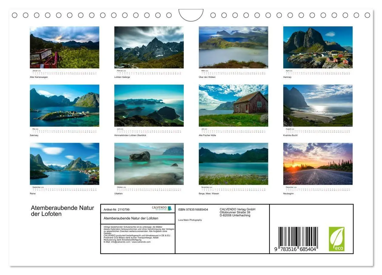 Bild: 9783516685404 | Atemberaubende Natur der Lofoten (Wandkalender 2026 DIN A4 quer),...