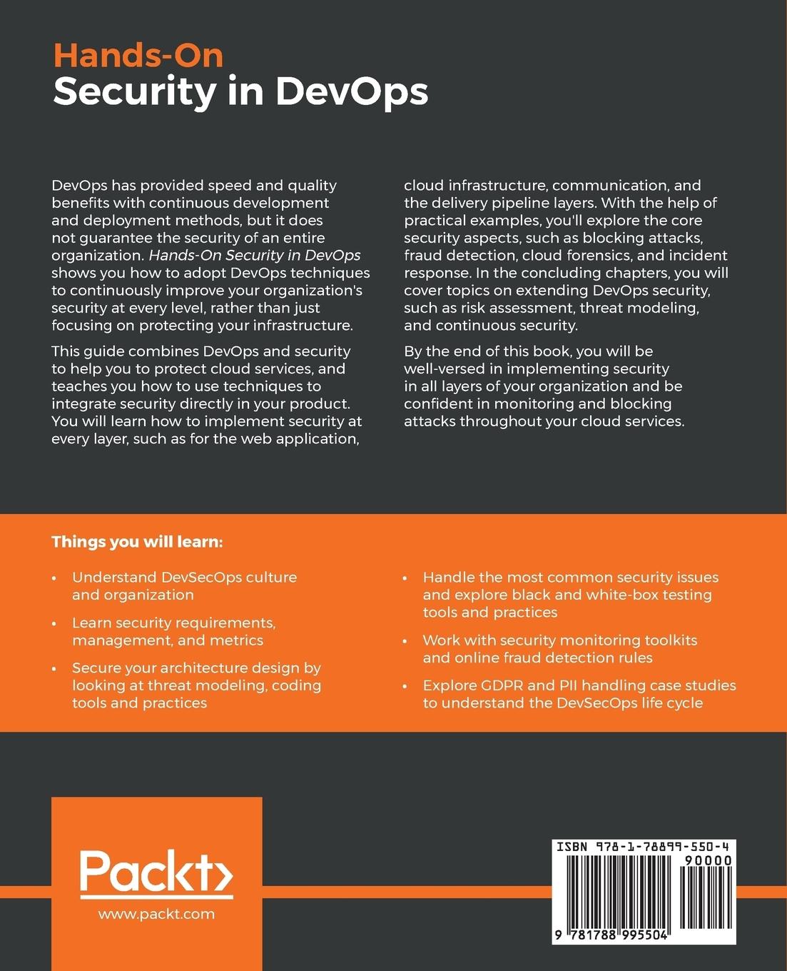 Rückseite: 9781788995504 | Hands-On Security in DevOps | Tony Hsu | Taschenbuch | Englisch | 2018