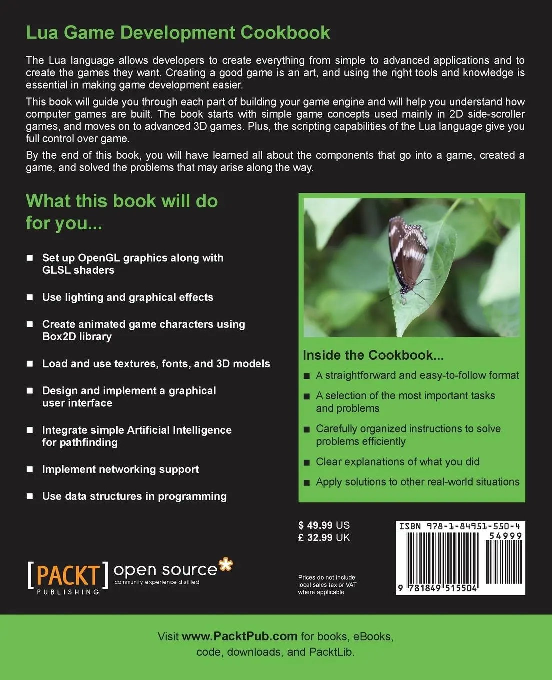 Rückseite: 9781849515504 | Lua Game Development Cookbook | Mário Ka¿uba | Taschenbuch | Englisch