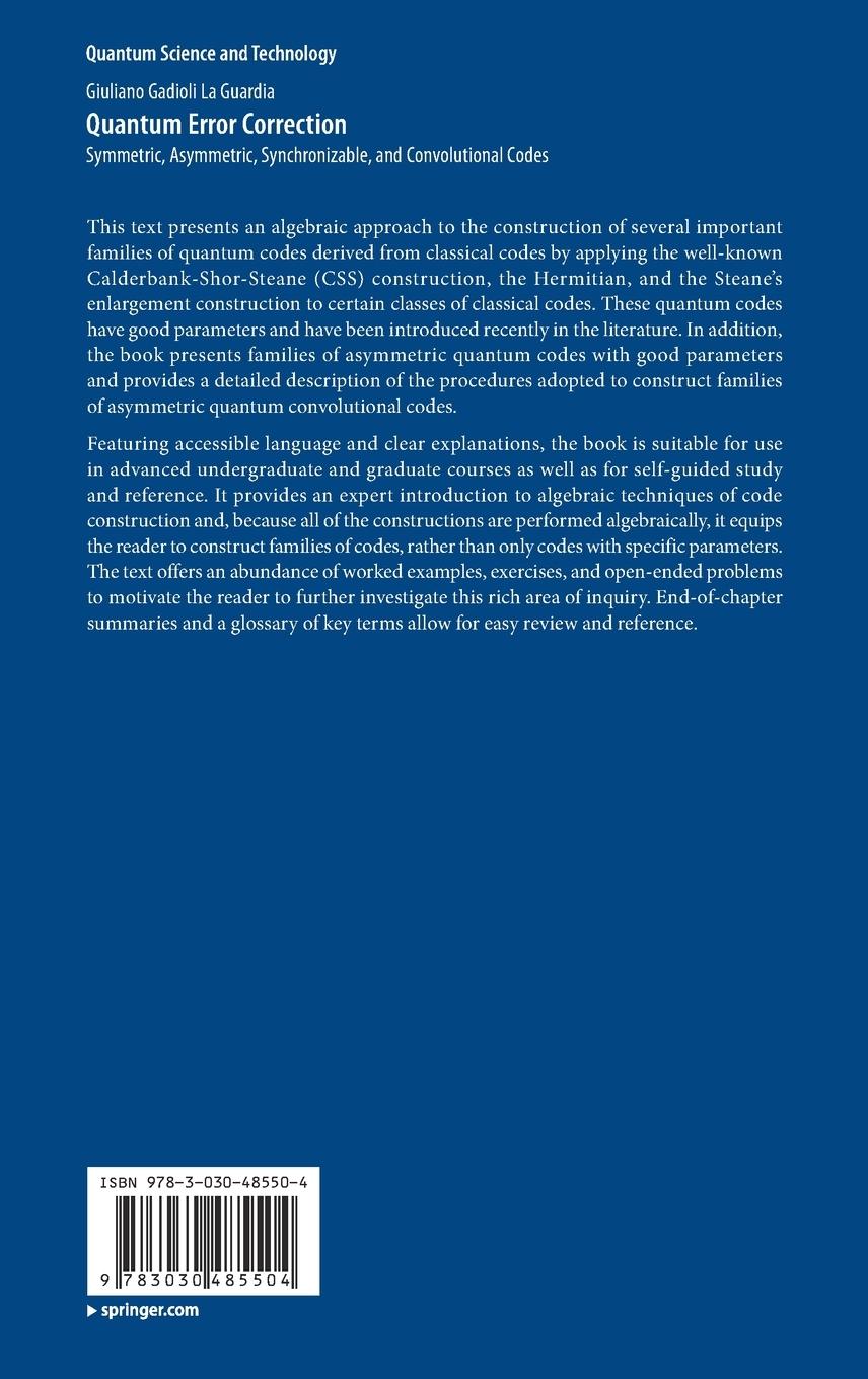 Rückseite: 9783030485504 | Quantum Error Correction | Giuliano Gadioli La Guardia | Buch | xiii