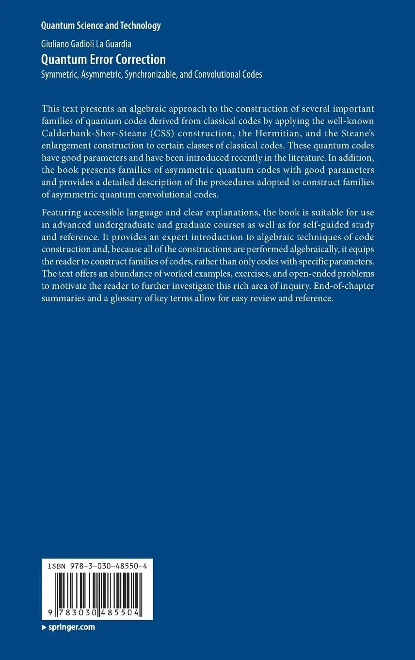 Rückseite: 9783030485504 | Quantum Error Correction | Giuliano Gadioli La Guardia | Buch | xiii
