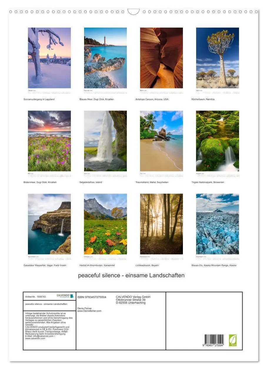 Bild: 9783457275504 | peaceful silence - einsame Landschaften (Wandkalender 2026 DIN A2...