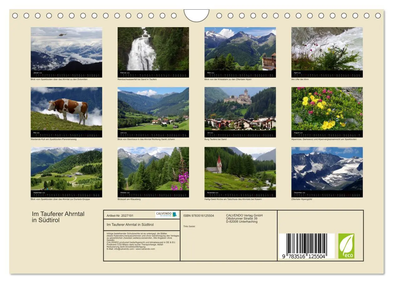 Bild: 9783516125504 | Im Tauferer Ahrntal in Südtirol (Wandkalender 2026 DIN A4 quer),...