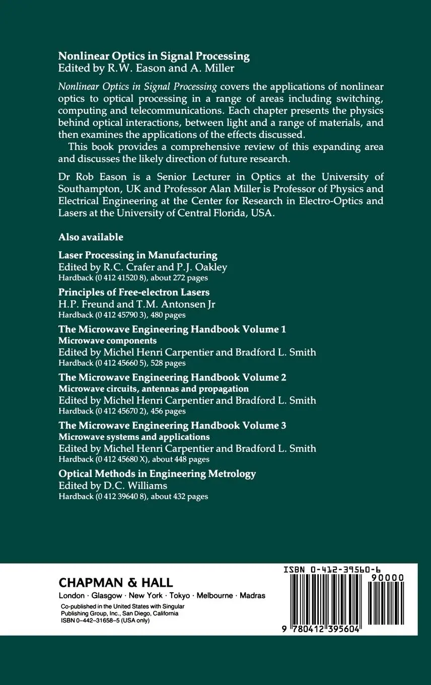 Rückseite: 9780412395604 | Nonlinear Optics in Signal Processing | A. Miller (u. a.) | Buch