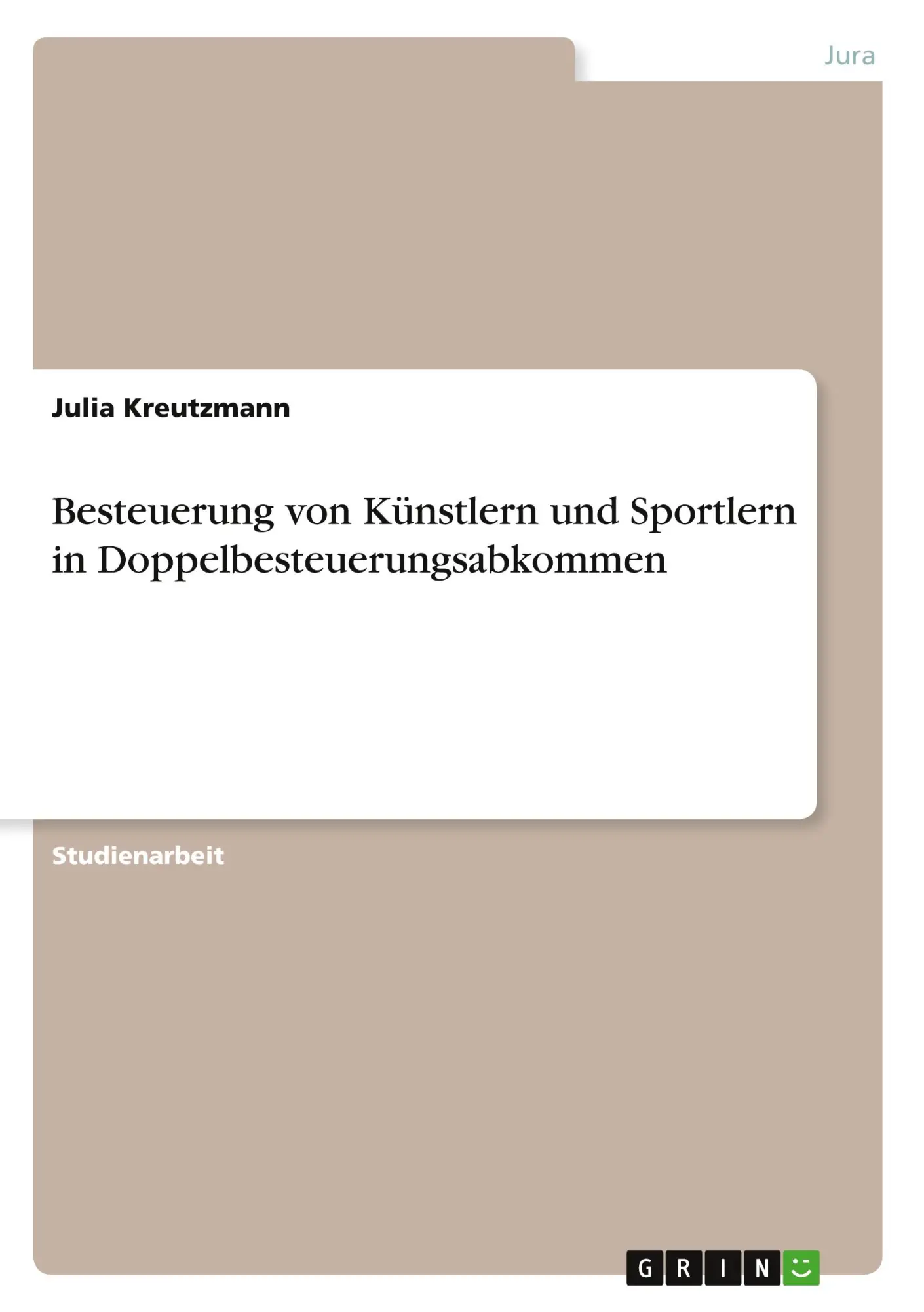 Cover: 9783346695604 | Besteuerung von Künstlern und Sportlern in Doppelbesteuerungsabkommen