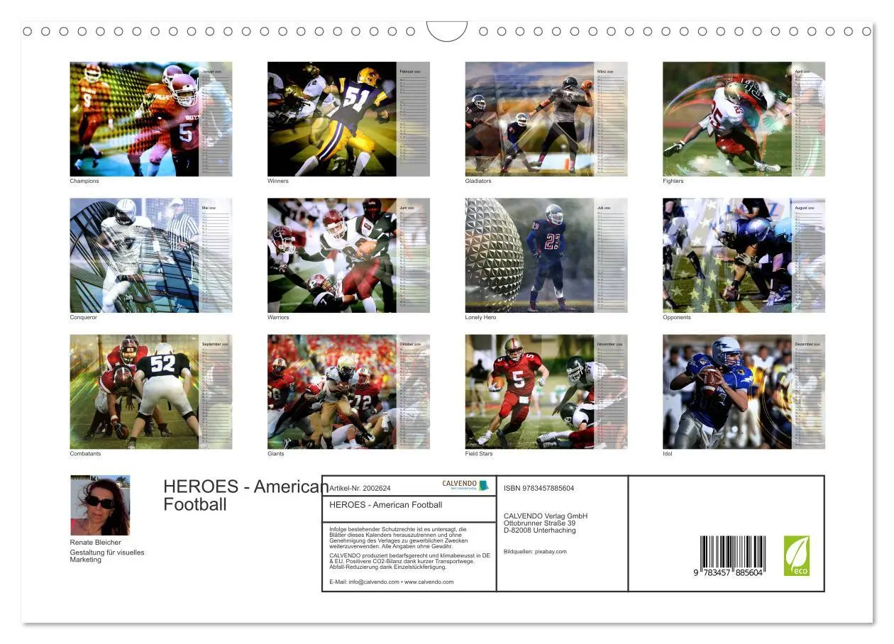 Bild: 9783457885604 | HEROES - American Football (Wandkalender 2026 DIN A3 quer),...