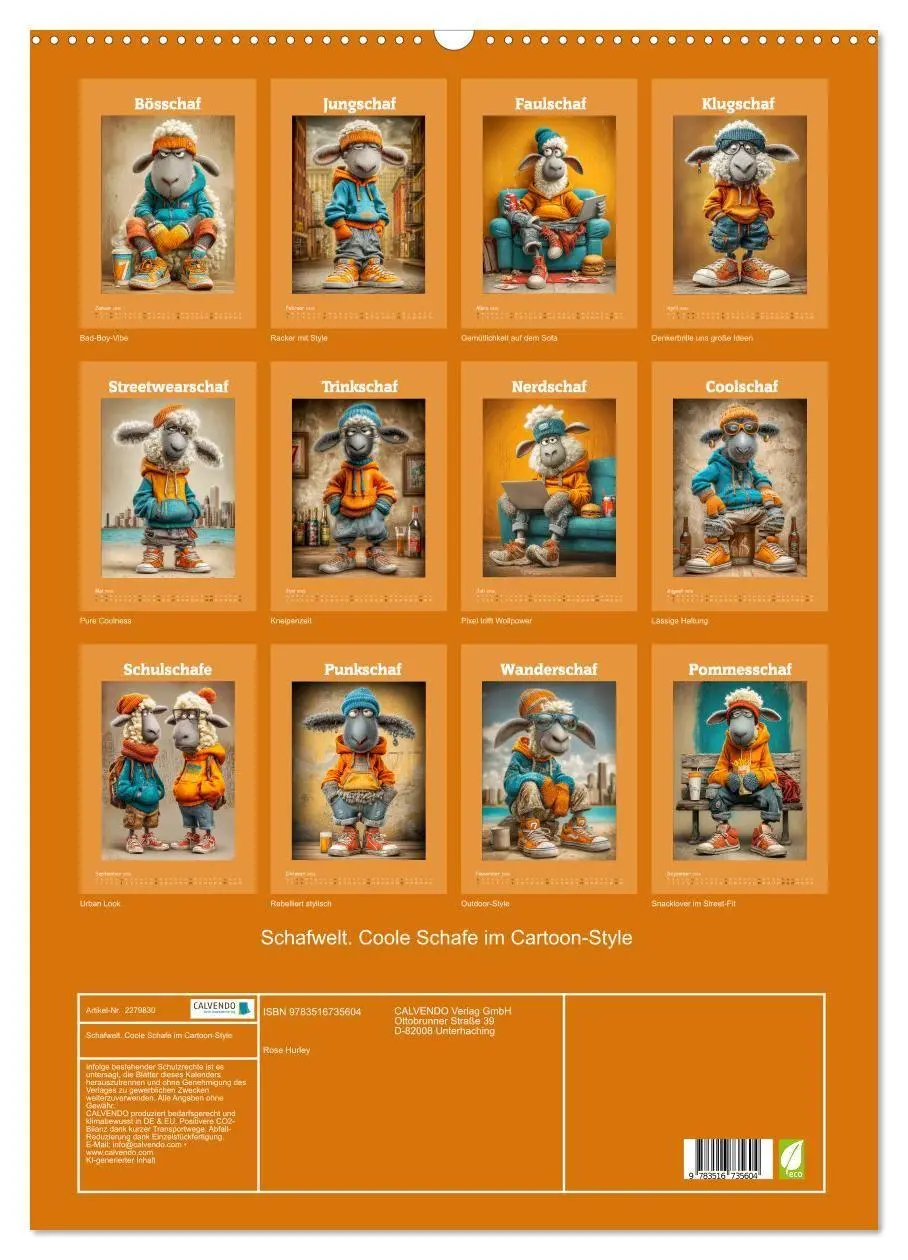 Bild: 9783516735604 | Schafwelt. Coole Schafe im Cartoon-Style (Wandkalender 2026 DIN A2...