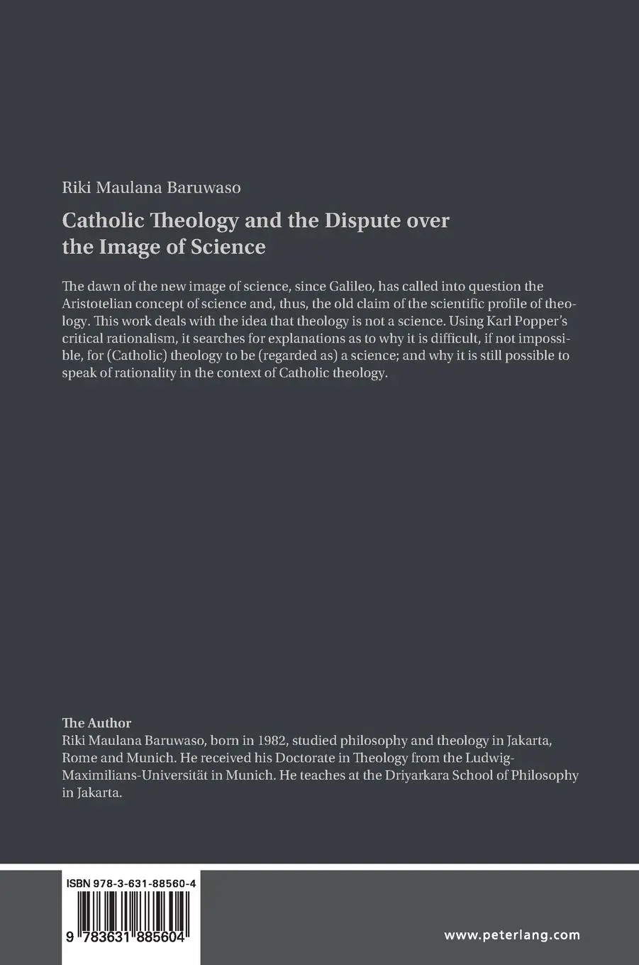 Rückseite: 9783631885604 | Catholic Theology and the Dispute over the Image of Science | Baruwaso