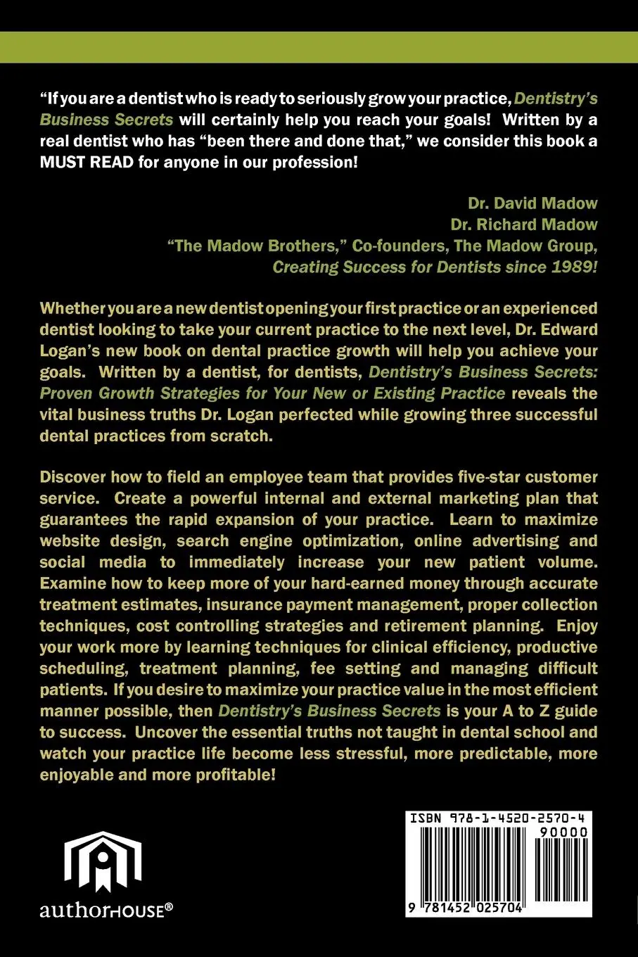 Rückseite: 9781452025704 | Dentistry's Business Secrets | Edward M. Logan Dds | Taschenbuch