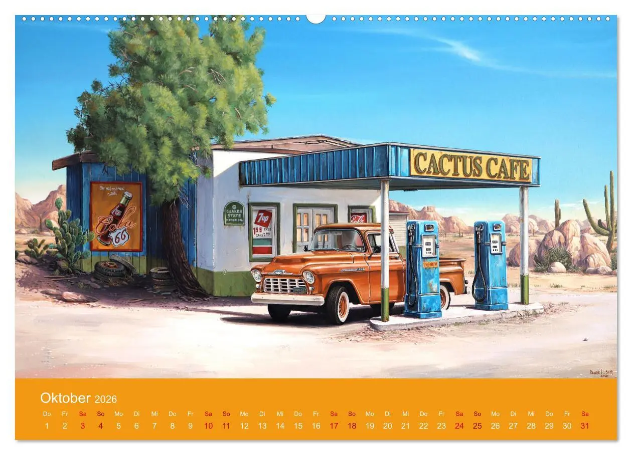 Bild: 9783457635704 | Route US 66 Momente Gemälde von Georg Huber (Wandkalender 2026 DIN...