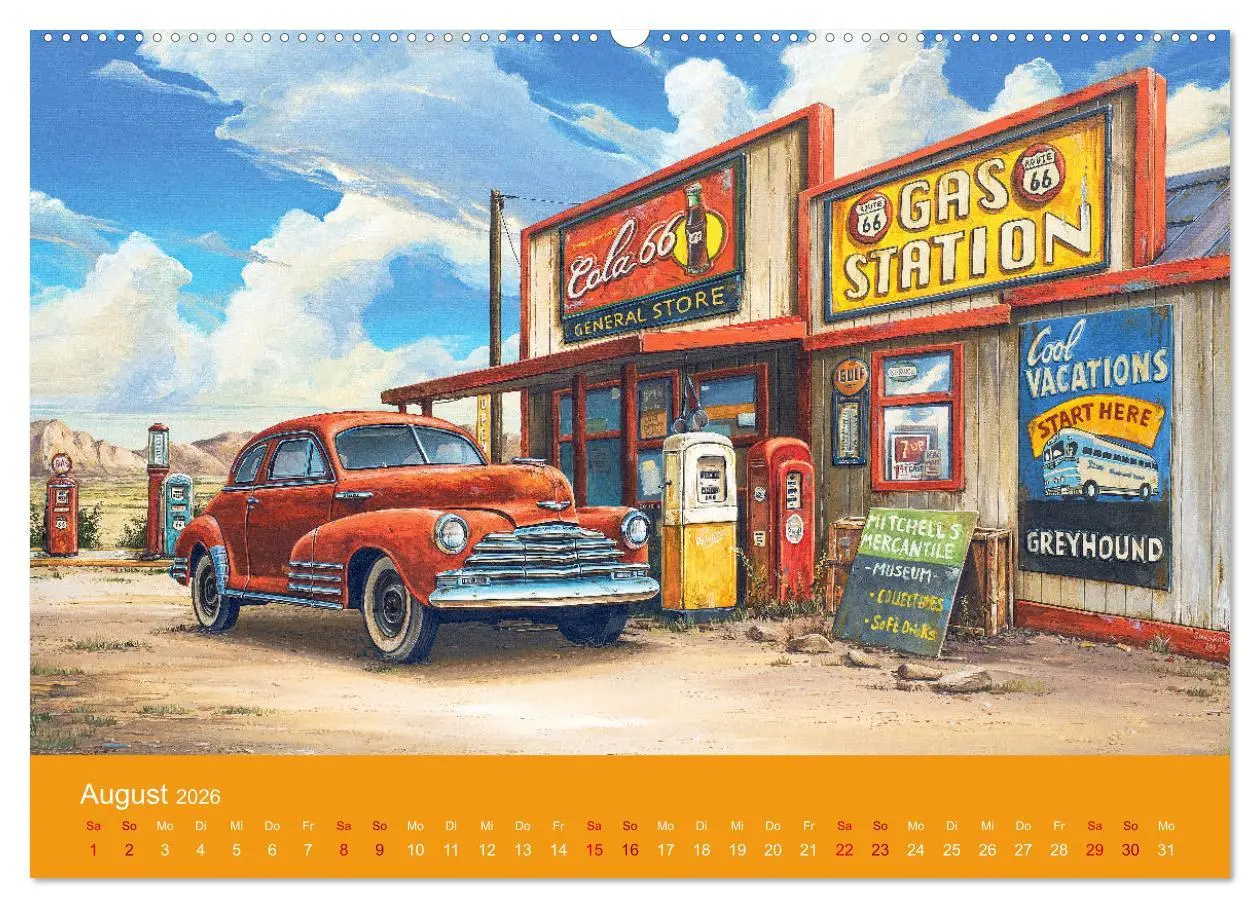 Bild: 9783457635704 | Route US 66 Momente Gemälde von Georg Huber (Wandkalender 2026 DIN...