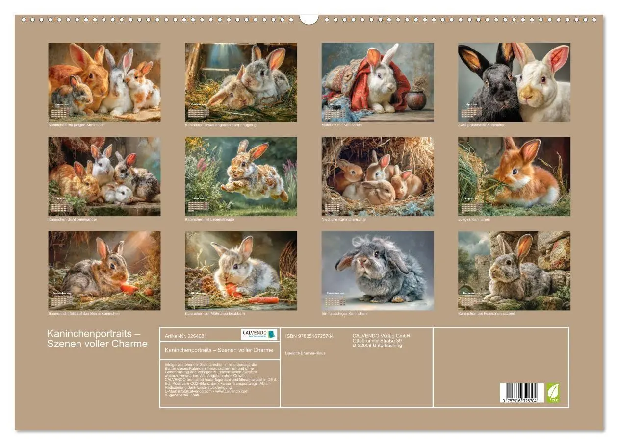 Bild: 9783516725704 | Kaninchenportraits - Szenen voller Charme (Wandkalender 2026 DIN A2...